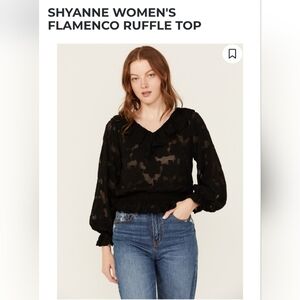 Shyanne Women's Flamenco Black Ruffled Top Sz Medium. New With Tags Western